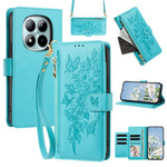 For Xiaomi Redmi Note 15 Pro 5G (Global) Case PU Leather Butterfly Floral Zippered Wallet Phone Cover with Wrist Strap  /  Shoulder Strap