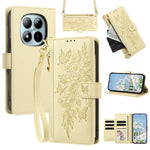 For Xiaomi Redmi Note 15 Pro+ 5G (Global)  /  Poco M8 Pro 5G Case PU Leather Butterfly Floral Zippered Wallet Phone Cover with Wrist Strap  /  Shoulder Strap