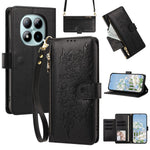 For Xiaomi Redmi Note 15 Pro 4G (Global) Case PU Leather Butterfly Floral Zippered Wallet Phone Cover with Wrist Strap  /  Shoulder Strap
