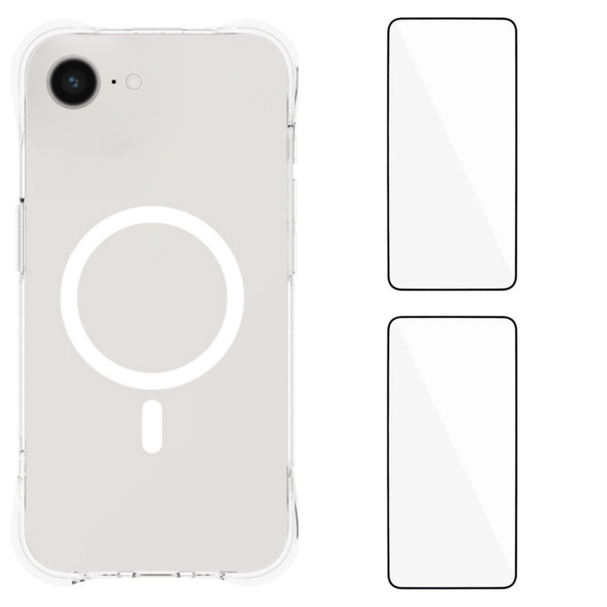 WANLONFENG til iPhone 16e / iPhone 17e WL1 Series 2,0 mm magnetisk cover, gennemsigtigt TPU-telefonbagsidecover med 2 stk. skærmfilm
