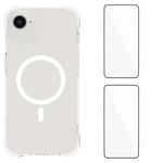 WANLONFENG for iPhone 16e / iPhone 17e WL1 Series 2.0mm Magnetic Case Clear TPU Phone Back Cover with 2Pcs Screen Films