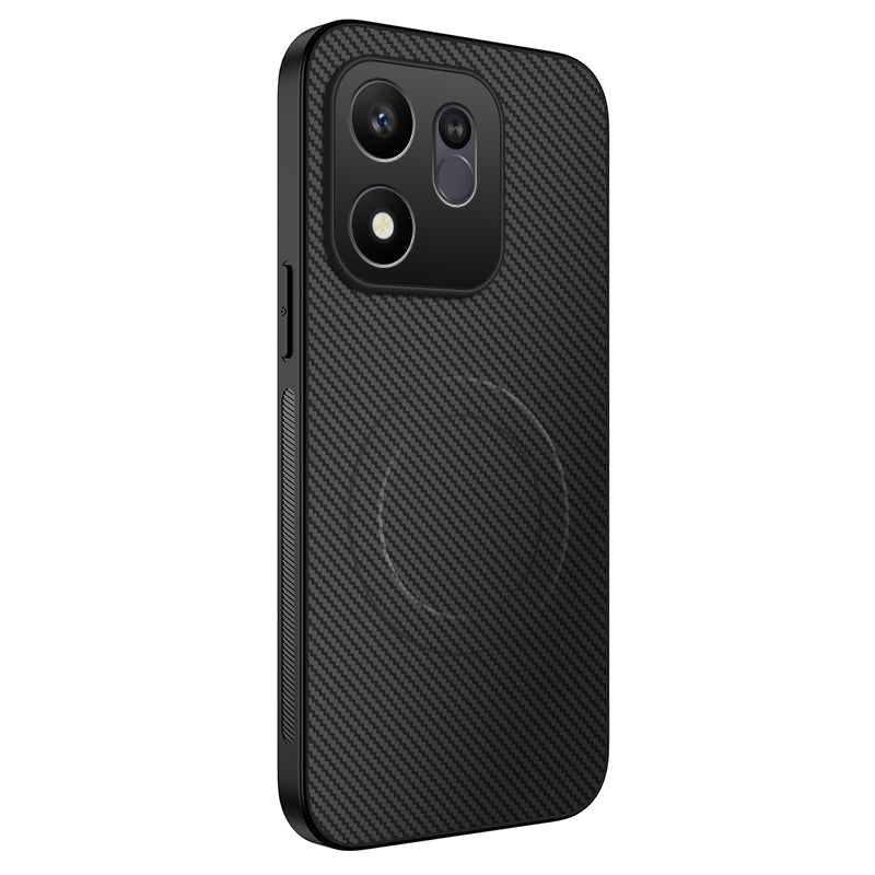 WANLONFENG for Honor 600 Smart 5G / X7e Plus 5G TQ Series Magnetic Case Carbon Fiber Texture PC TPU Phone Cover