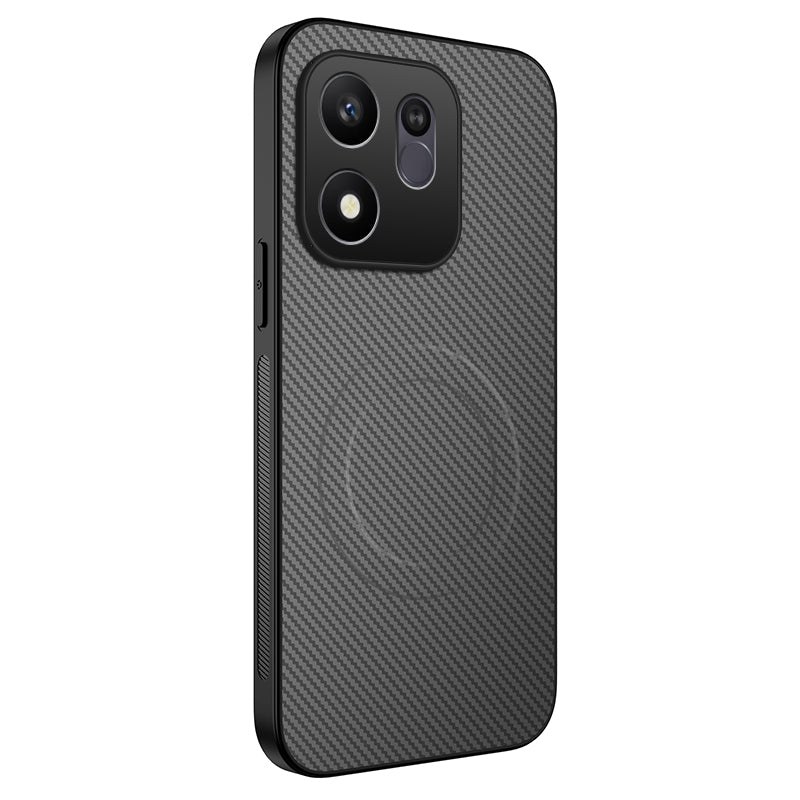 WANLONFENG for Honor 600 Smart 5G / X7e Plus 5G TQ Series Magnetic Case Carbon Fiber Texture PC TPU Phone Cover