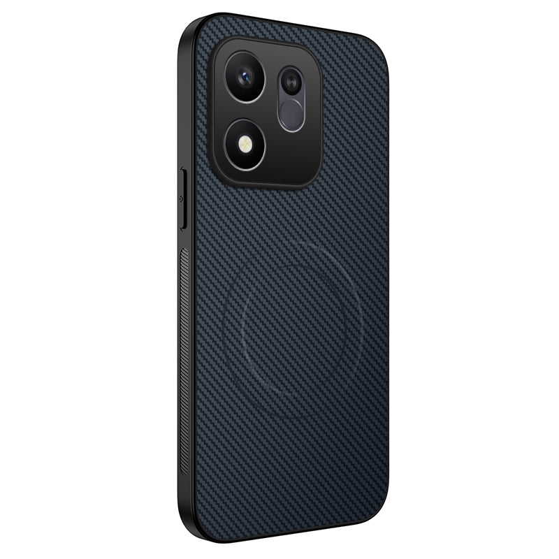 WANLONFENG for Honor 600 Smart 5G / X7e Plus 5G TQ Series Magnetic Case Carbon Fiber Texture PC TPU Phone Cover