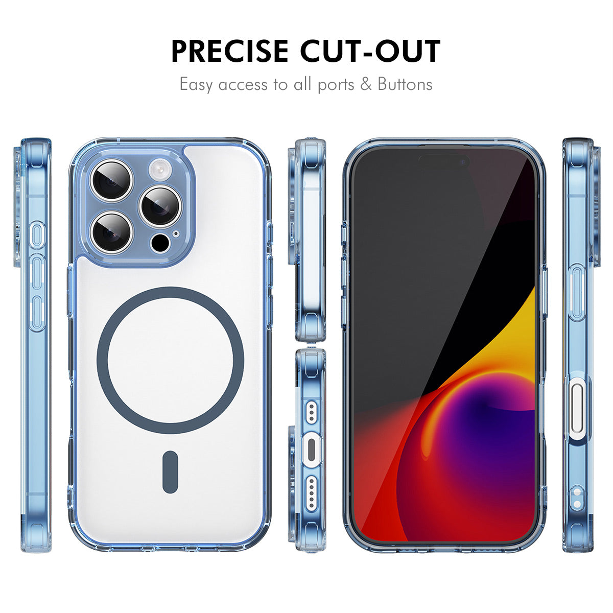HAT PRINCE til iPhone 15 Pro Max ENKAY Magnetisk etui Krystalklart TPU-telefoncover med skærmbeskytter i aluminium-siliciumglas