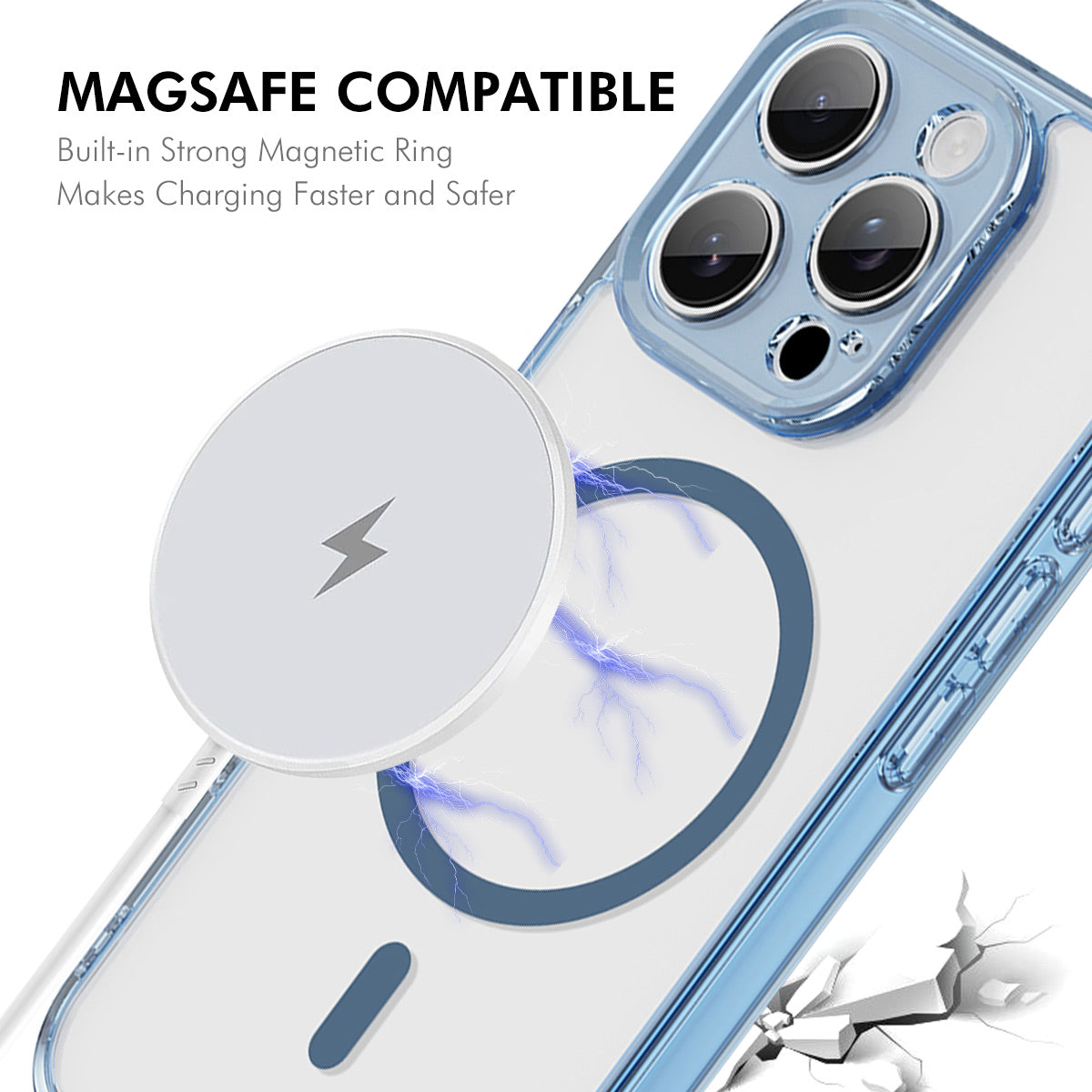 HAT PRINCE for iPhone 15 Pro ENKAY  Magnetic Case Crystal Clear TPU Phone Cover with High Aluminium-silicon Glass Screen Protector