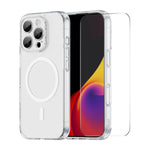 HAT PRINCE for iPhone 15 Pro ENKAY  Magnetic Case Crystal Clear TPU Phone Cover with High Aluminium-silicon Glass Screen Protector
