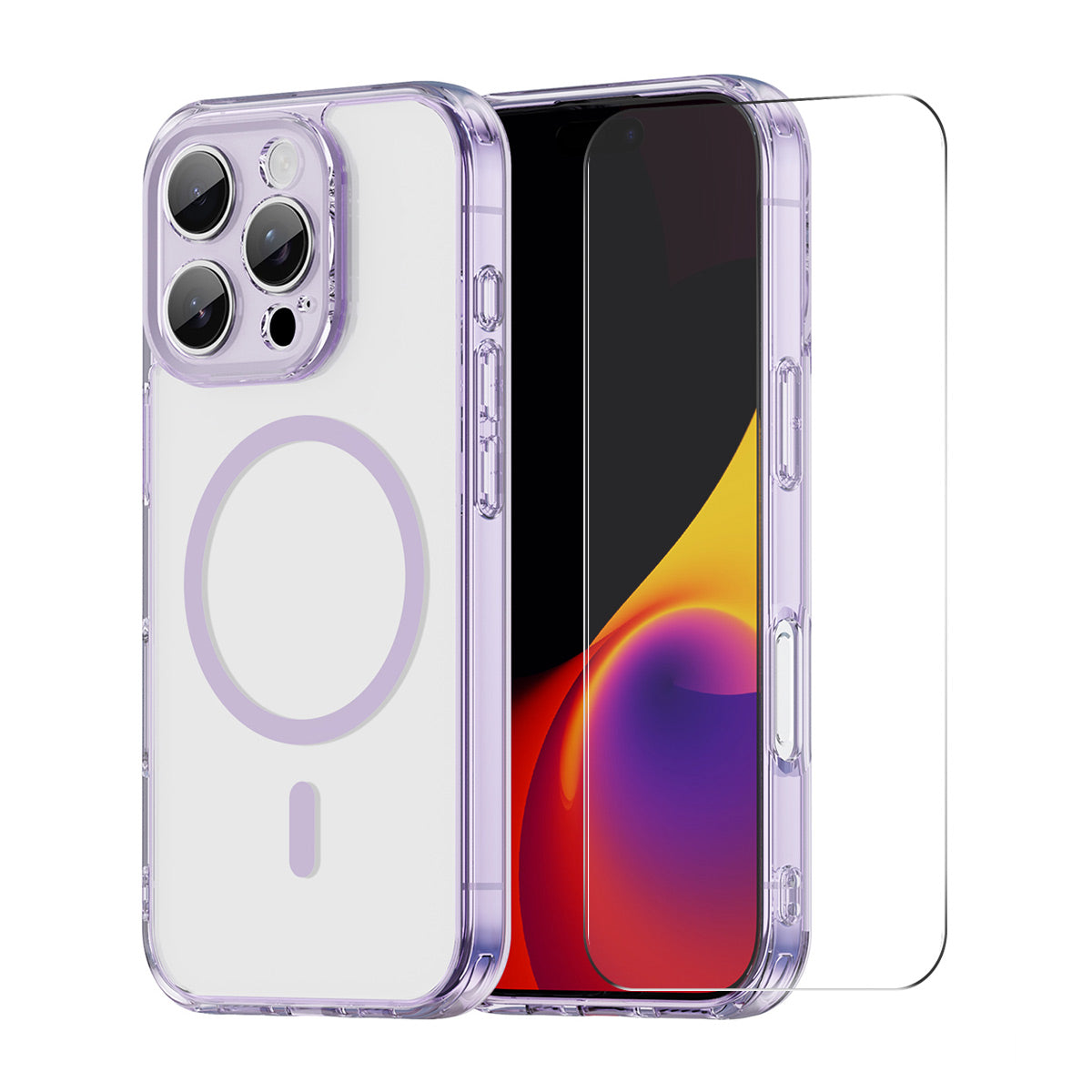 HAT PRINCE for iPhone 15 Pro ENKAY  Magnetic Case Crystal Clear TPU Phone Cover with High Aluminium-silicon Glass Screen Protector