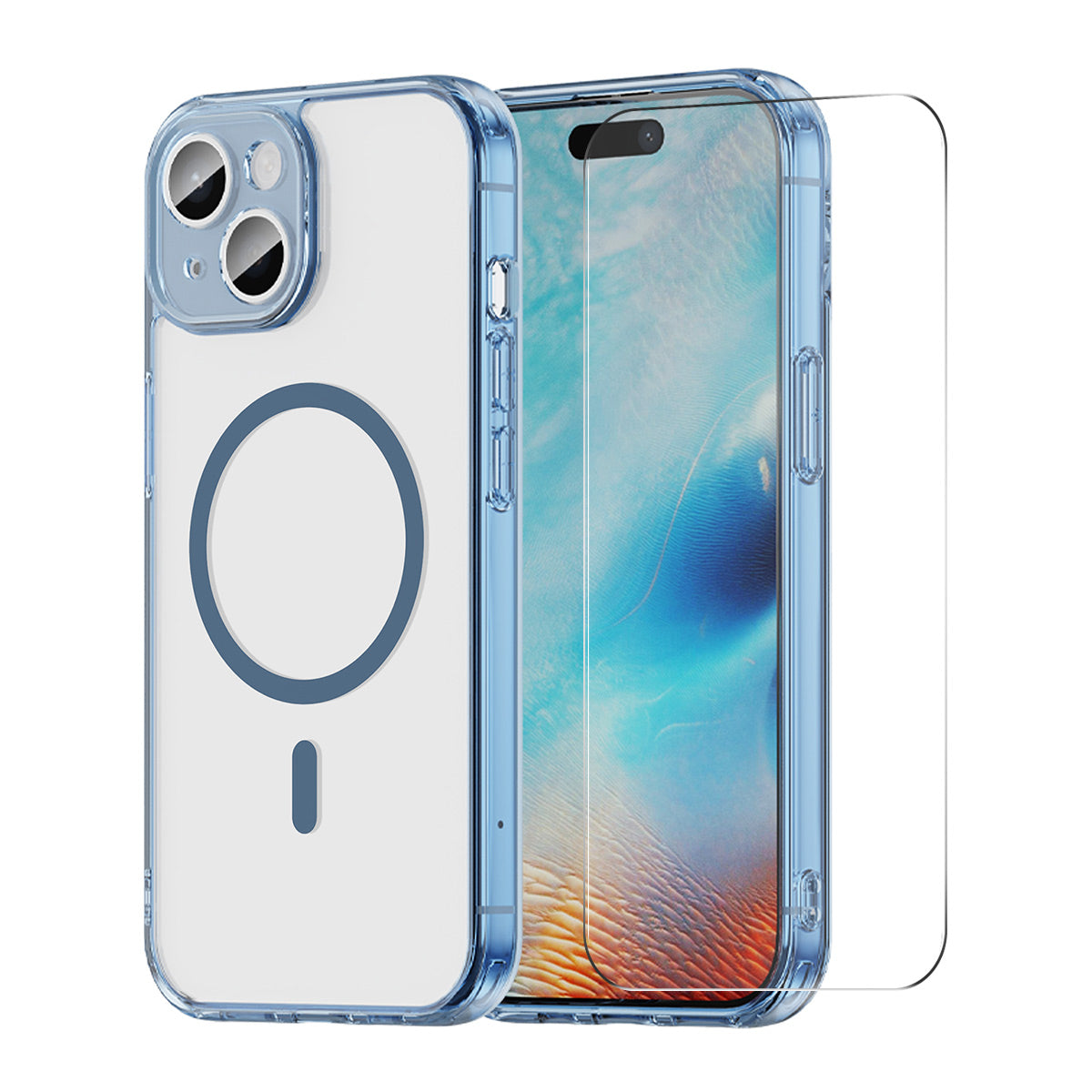 HAT PRINCE til iPhone 16 ENKAY Magnetisk etui Krystalklart TPU telefoncover med skærmbeskytter i højaluminiums-silikonglas