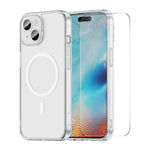 HAT PRINCE til iPhone 16 ENKAY Magnetisk etui Krystalklart TPU telefoncover med skærmbeskytter i højaluminiums-silikonglas
