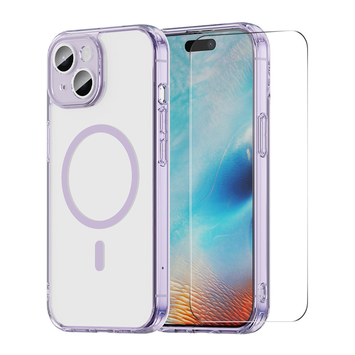 HAT PRINCE til iPhone 16 ENKAY Magnetisk etui Krystalklart TPU telefoncover med skærmbeskytter i højaluminiums-silikonglas