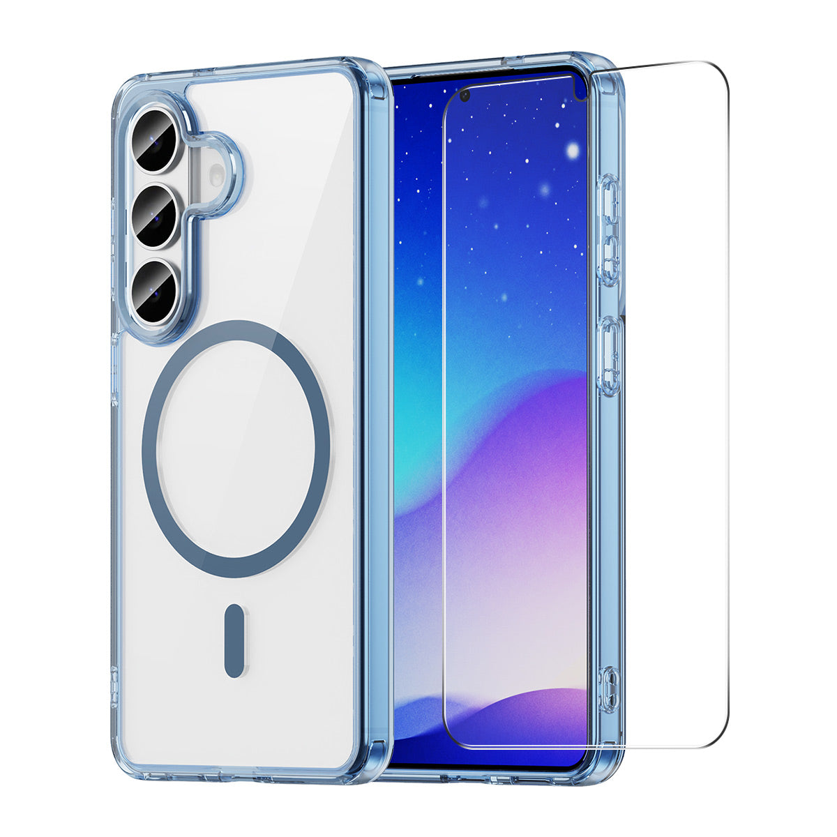 HAT PRINCE för Samsung Galaxy S24 / Galaxy S25 ENKAY Magnetiskt Skal Genomskinligt TPU mobilskal med Skärmskydd i Högt Aluminium-Silicon Glas (Fingeravtryckslåsning)