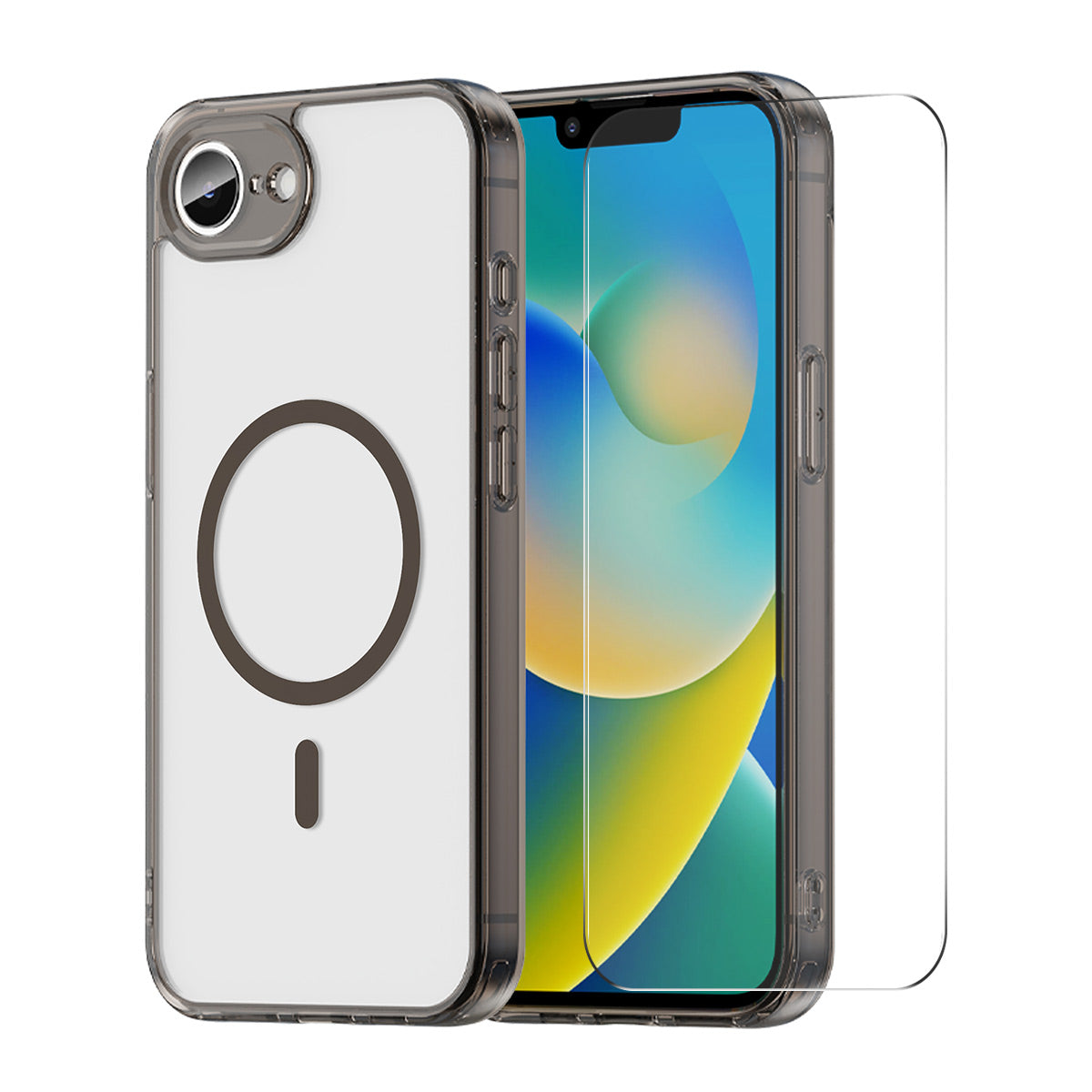 HAT PRINCE til iPhone 16e / iPhone 17e ENKAY Magnetisk etui Krystalklar TPU telefoncover med skærmbeskytter i aluminium-siliciumglas