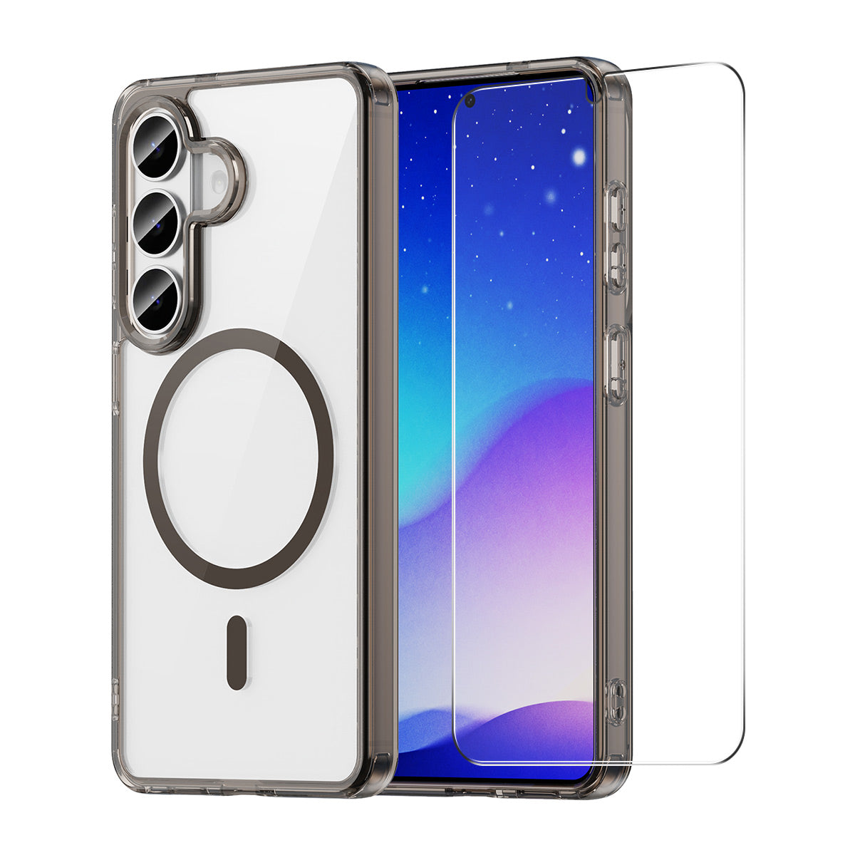 HAT PRINCE för Samsung Galaxy S26+ ENKAY Magnetiskt Skal Genomskinligt TPU mobilskal med Skärmskydd i Högt Aluminium-Silicon Glas (Fingeravtryckslåsning)