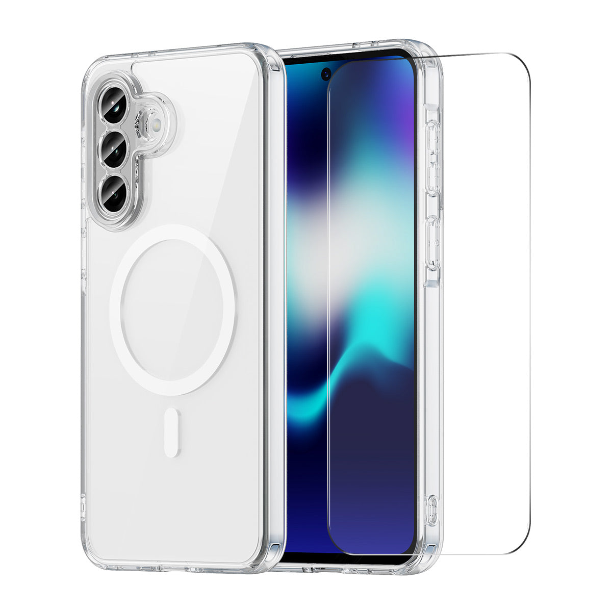HAT PRINCE för Samsung Galaxy A16 4G / Galaxy A16 5G ENKAY Magnetiskt Skal Kristallklart TPU mobilskal med Högkvalitativt Aluminium-Silicon Glas Skärmskydd