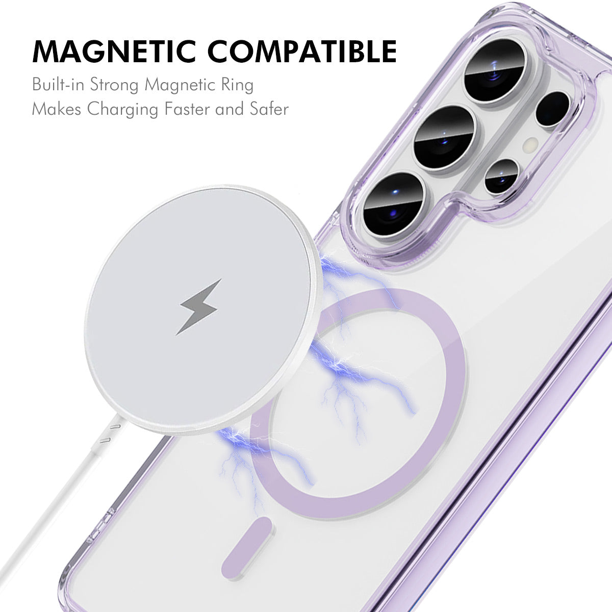 HAT PRINCE til Samsung Galaxy S25 Ultra ENKAY magnetisk skal, gennemsigtigt TPU-mobilskal med skærmbeskyttelse i højt aluminium-silikoneglas (fingeraftrykslåsning)
