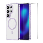 HAT PRINCE til Samsung Galaxy S25 Ultra ENKAY magnetisk skal, gennemsigtigt TPU-mobilskal med skærmbeskyttelse i højt aluminium-silikoneglas (fingeraftrykslåsning)