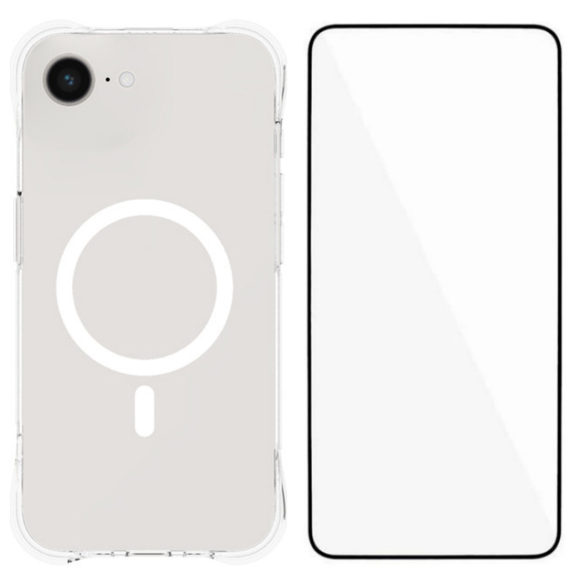 WANLONFENG for iPhone 16e / iPhone 17e WL2 Series 2.0mm Magnetic Case Clear TPU Phone Back Cover with Screen Film