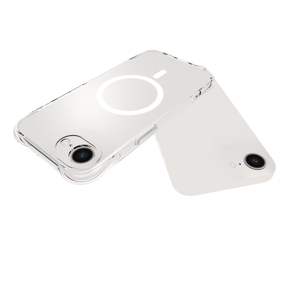 WANLONFENG for iPhone 16e / iPhone 17e WL2 Series 2.0mm Magnetic Case Clear TPU Phone Back Cover with Screen Film