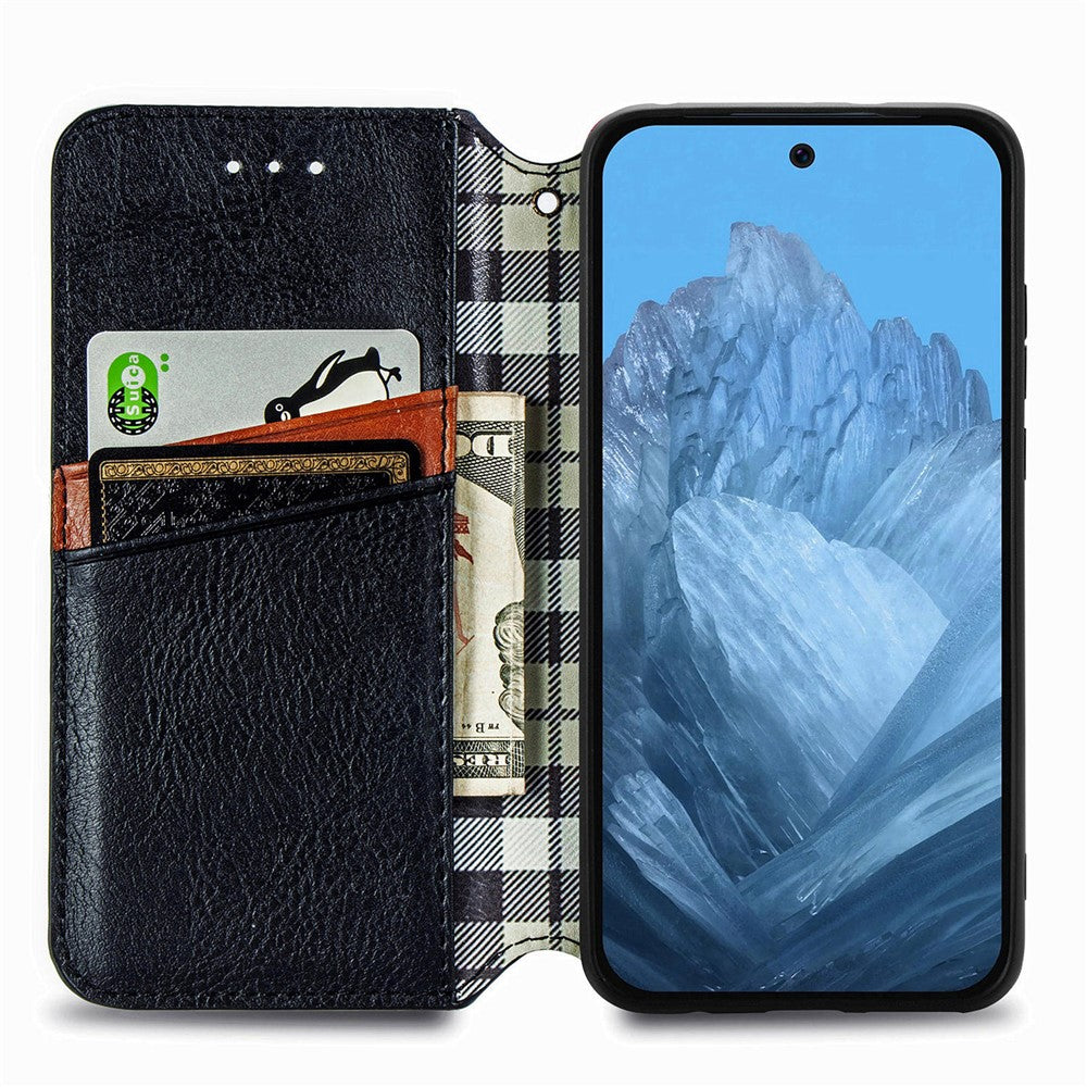 Til Google Pixel 11 Pro / Pixel 11 Cover Rombepræg PU Læder Pung Telefoncover