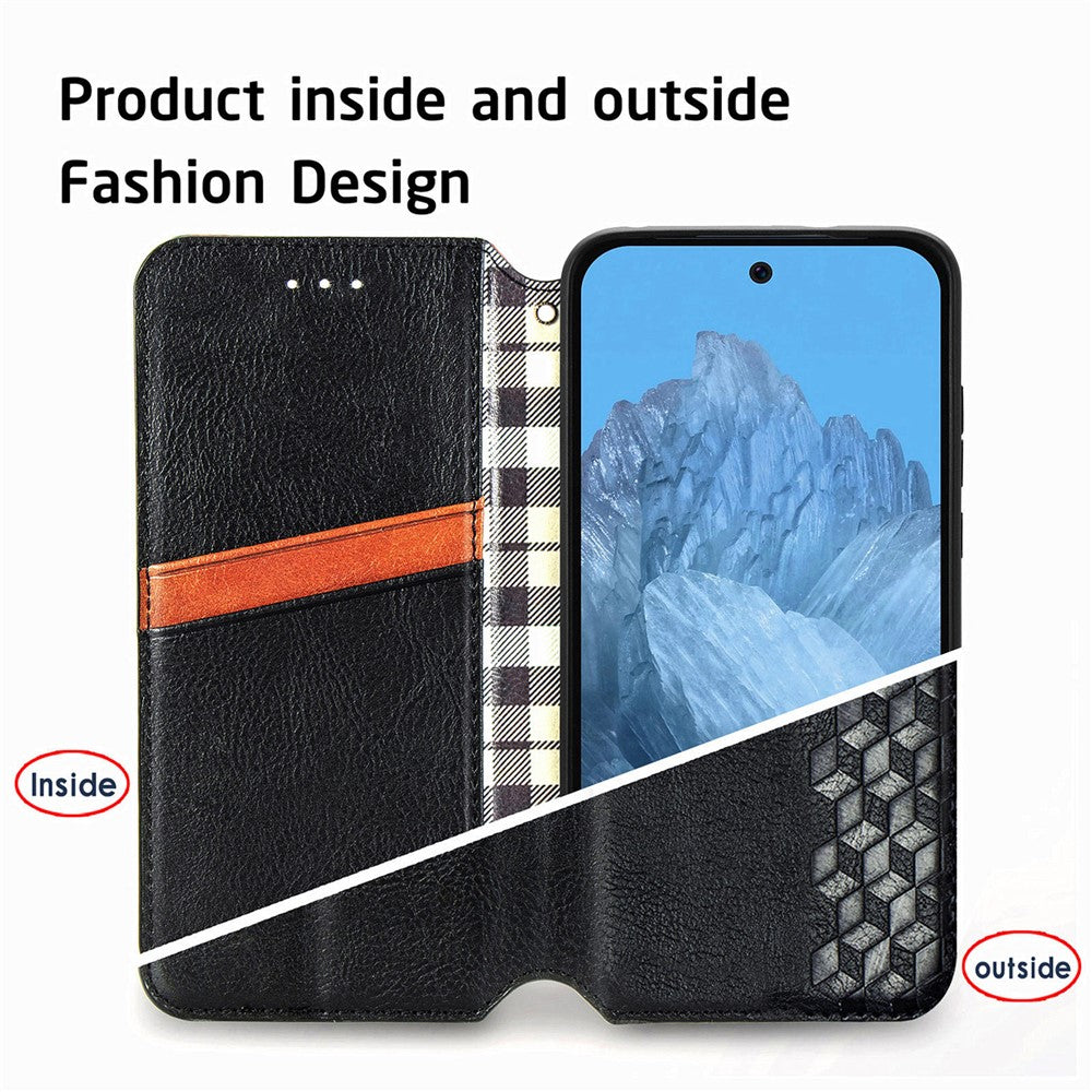Til Google Pixel 11 Pro / Pixel 11 Cover Rombepræg PU Læder Pung Telefoncover