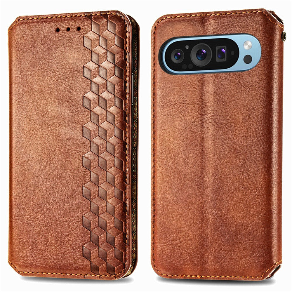 Til Google Pixel 11 Pro / Pixel 11 Cover Rombepræg PU Læder Pung Telefoncover