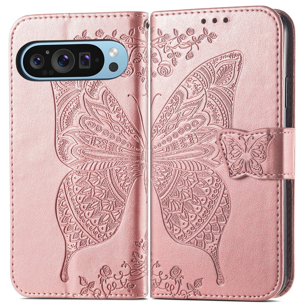 For Google Pixel 11 Pro  /  Pixel 11 Case with Strap Butterfly Pattern PU Leather Wallet Phone Cover