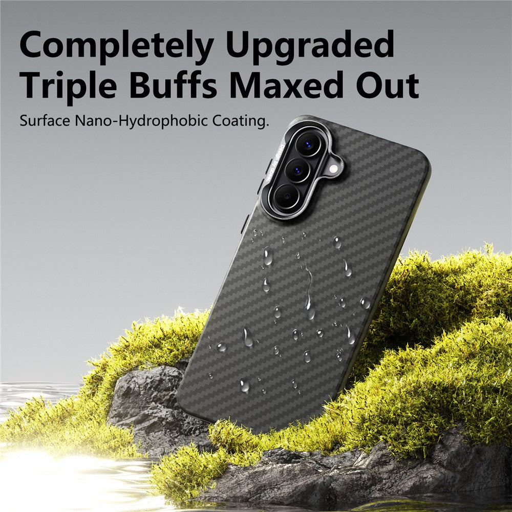 ABEEl for Samsung Galaxy A57 5G Magnetic Case PC + TPU Ultra Thin Minimalist Phone Cover - Woven Pattern+Carbon Fiber Texture