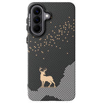 ABEEl for Samsung Galaxy A57 5G Magnetic Case PC + TPU Ultra Thin Minimalist Phone Cover - Woven Pattern+Carbon Fiber Texture