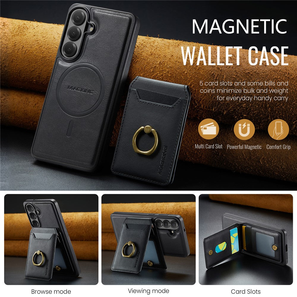 MAGGING K1-serien för Samsung Galaxy S26 FE magnetiskt skal PC + TPU + PU mobilskal med korthållare