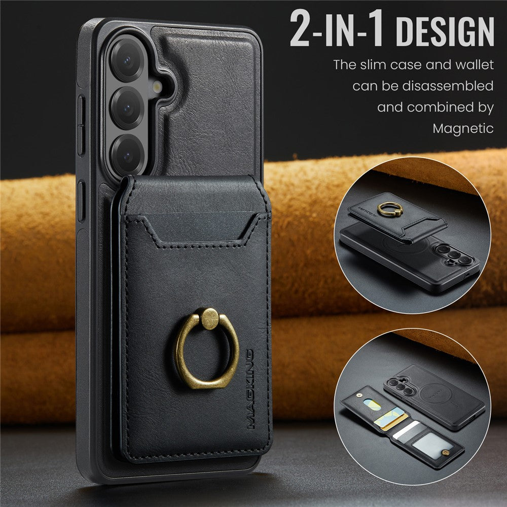 MAGGING K1-serien för Samsung Galaxy S26 FE magnetiskt skal PC + TPU + PU mobilskal med korthållare