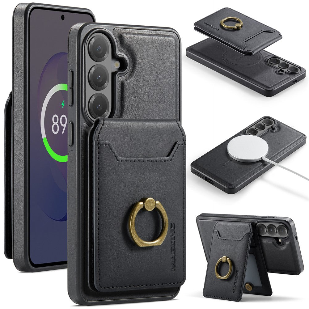 MAGGING K1-serien för Samsung Galaxy S26 FE magnetiskt skal PC + TPU + PU mobilskal med korthållare