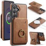 MAGGING K1-serien för Samsung Galaxy S26 FE magnetiskt skal PC + TPU + PU mobilskal med korthållare