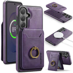 MAGGING K1-serien för Samsung Galaxy S26 FE magnetiskt skal PC + TPU + PU mobilskal med korthållare