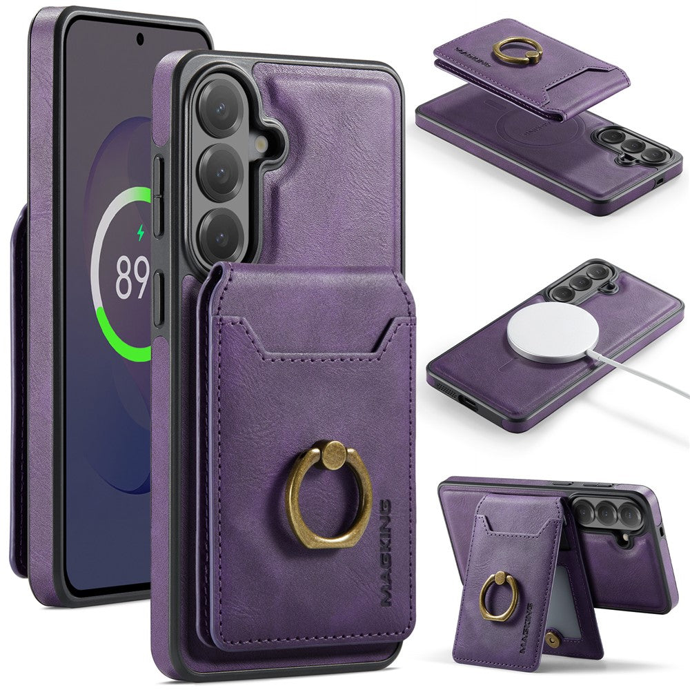 MAGGING K1-serien för Samsung Galaxy S26 FE magnetiskt skal PC + TPU + PU mobilskal med korthållare