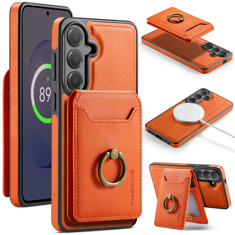 MAGGING K1-serien för Samsung Galaxy S26 FE magnetiskt skal PC + TPU + PU mobilskal med korthållare