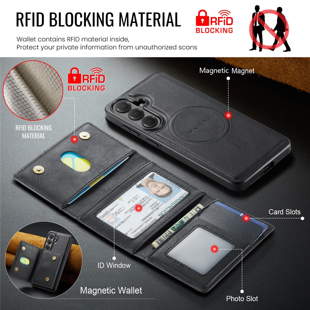 MAGKING K4 Series til Samsung Galaxy S26 FE Magnetisk Cover Aftagelig Pung PU TPU PC Telefoncover
