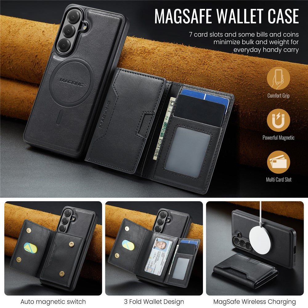 MAGKING K4 Series til Samsung Galaxy S26 FE Magnetisk Cover Aftagelig Pung PU TPU PC Telefoncover