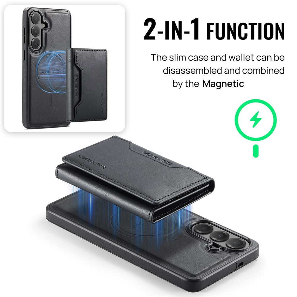 MAGGING K2-serien för Samsung Galaxy S26 FE magnetiskt skal PC + TPU + PU mobilskal med RFID-blockerande plånbok