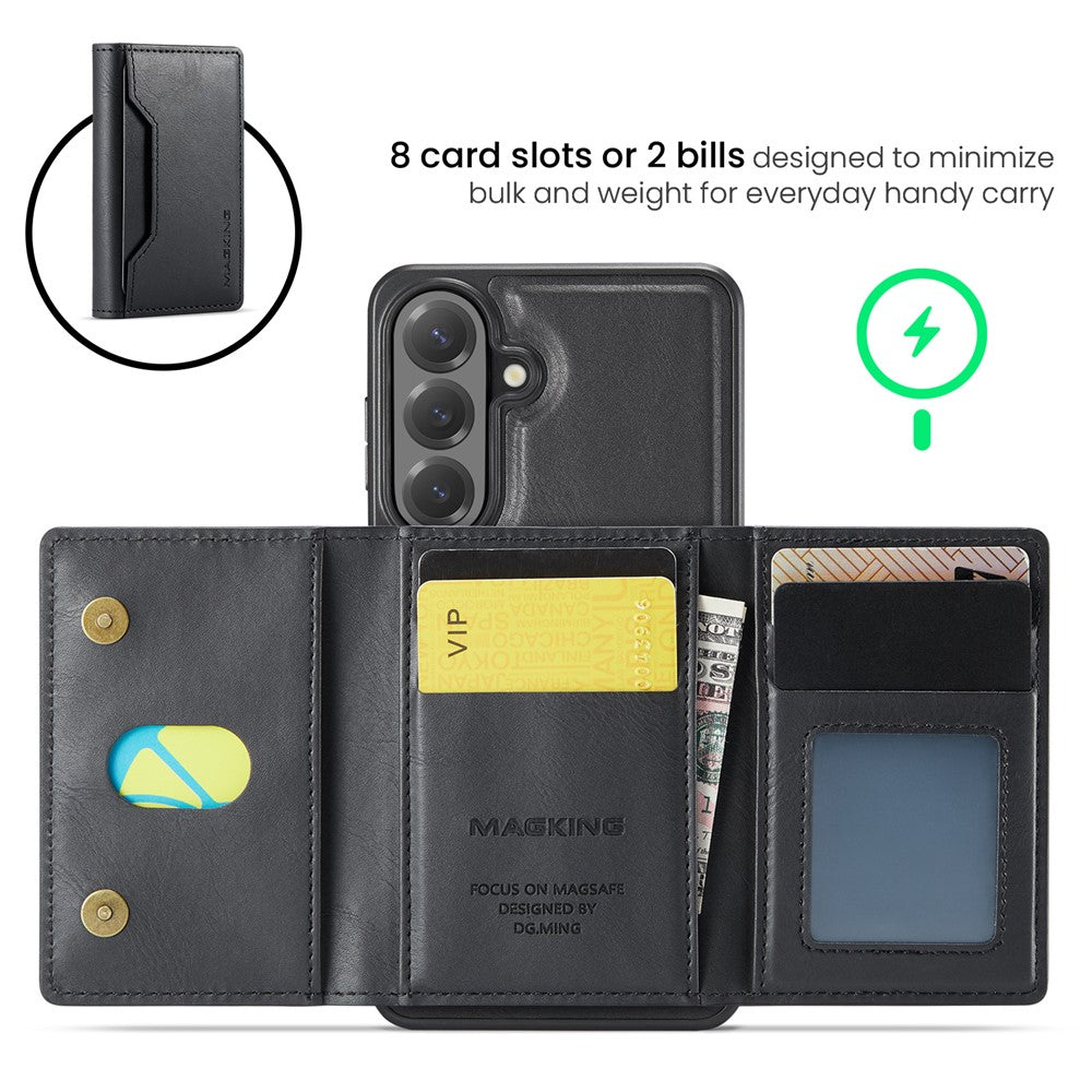 MAGGING K2-serien för Samsung Galaxy S26 FE magnetiskt skal PC + TPU + PU mobilskal med RFID-blockerande plånbok