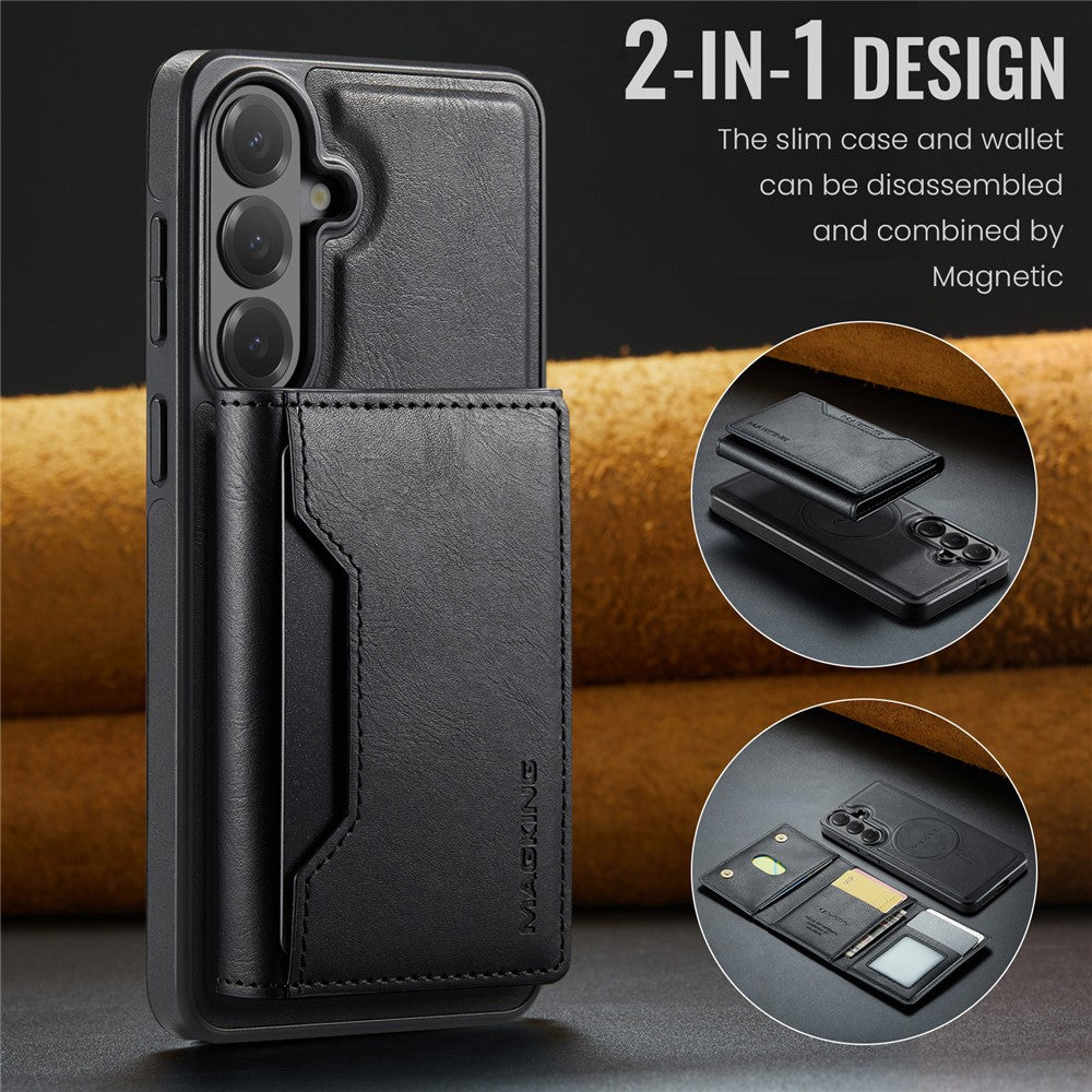 MAGGING K2-serien för Samsung Galaxy S26 FE magnetiskt skal PC + TPU + PU mobilskal med RFID-blockerande plånbok