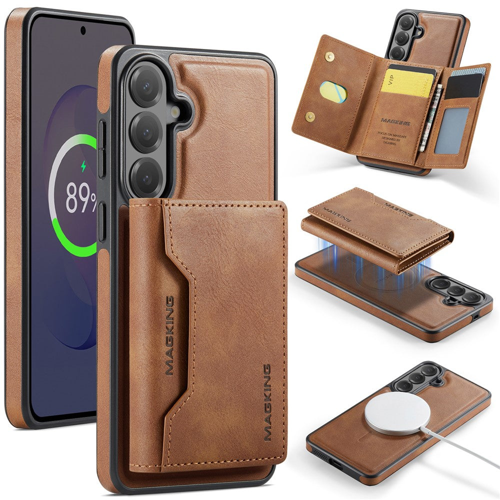 MAGGING K2-serien för Samsung Galaxy S26 FE magnetiskt skal PC + TPU + PU mobilskal med RFID-blockerande plånbok