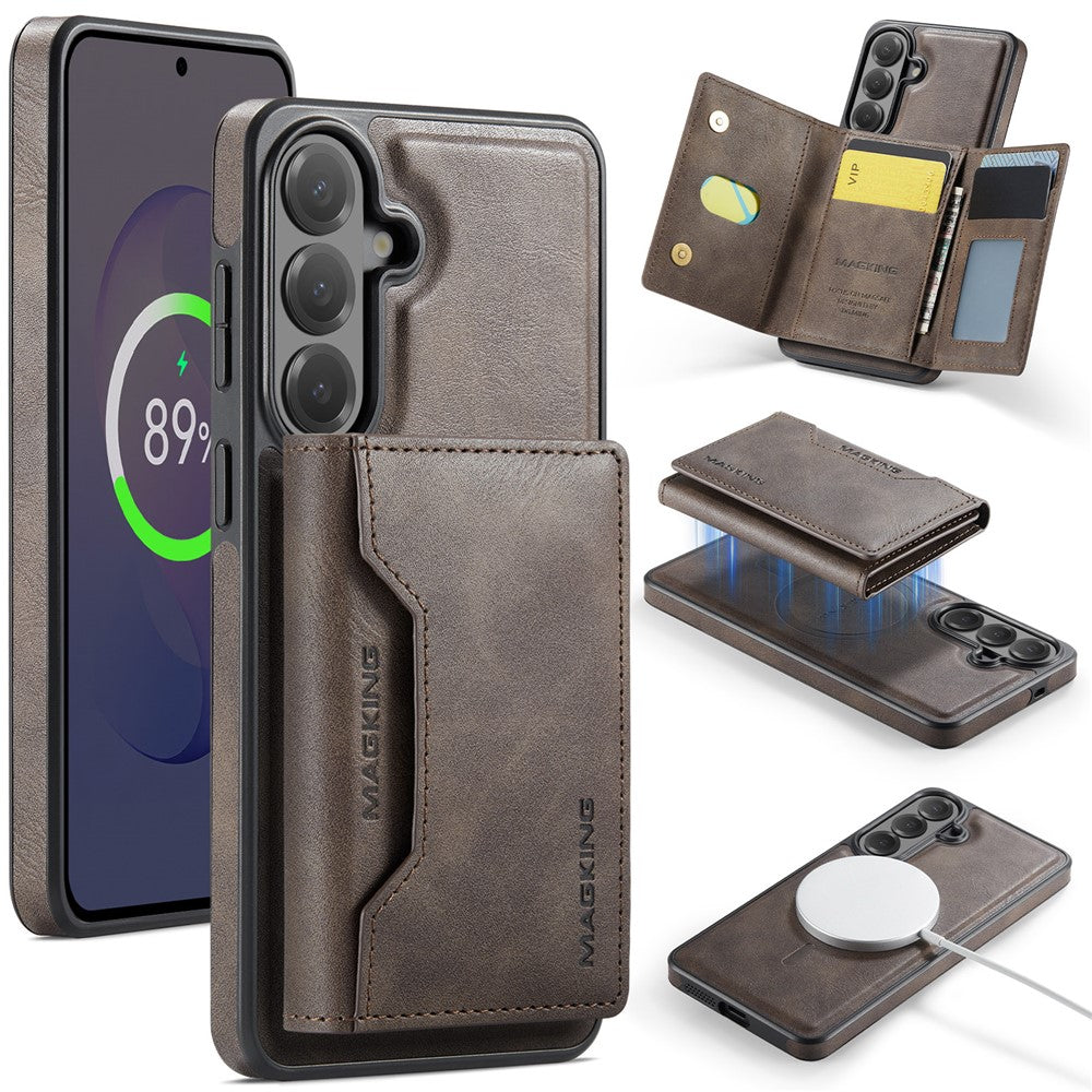 MAGGING K2-serien för Samsung Galaxy S26 FE magnetiskt skal PC + TPU + PU mobilskal med RFID-blockerande plånbok
