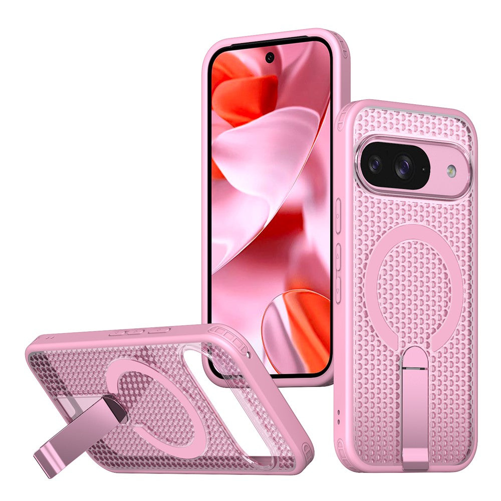 Til Google Pixel 11 Pro / Pixel 11 Magnetisk cover med støttefod og gittertekstur i TPU og PC