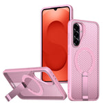Til Samsung Galaxy S26 FE Magnetisk Cover Støtteben Gitter Tekstur TPU PC Telefon Bagside Cover