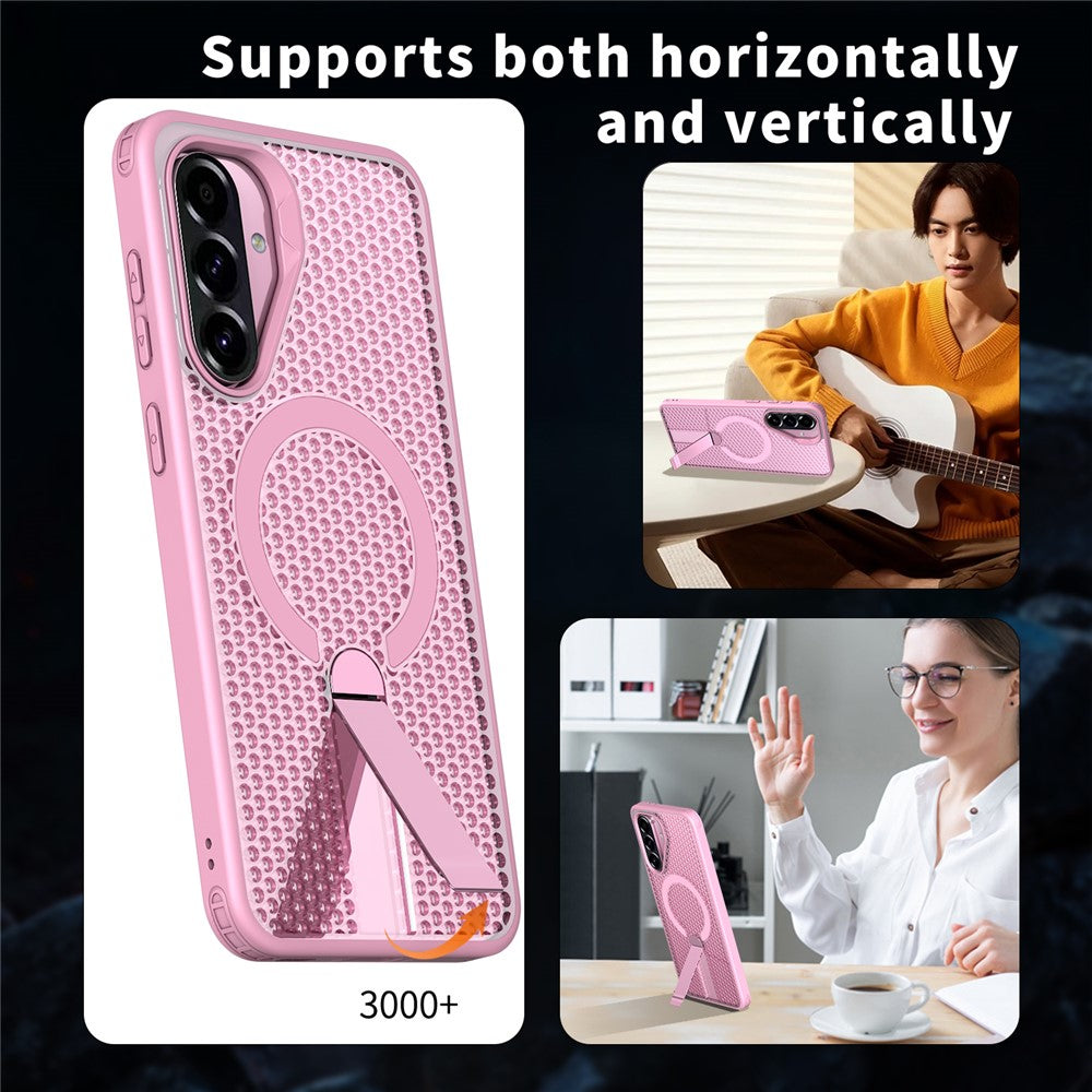Magnetiskt skal för Samsung Galaxy S26 FE med stativ, rutmönster, TPU PC-baksida