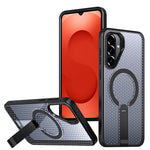 Til Samsung Galaxy S26 FE Magnetisk Cover Støtteben Gitter Tekstur TPU PC Telefon Bagside Cover