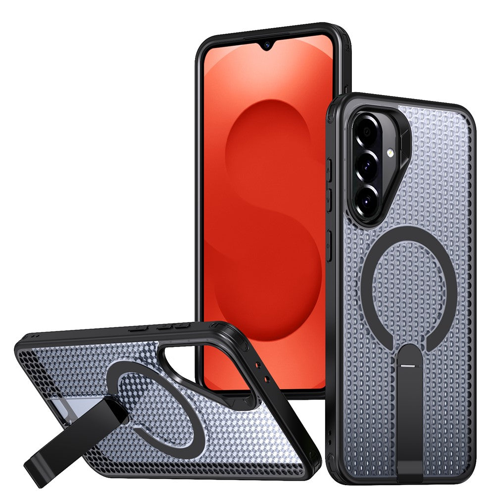 Magnetiskt skal för Samsung Galaxy S26 FE med stativ, rutmönster, TPU PC-baksida