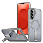 Til Samsung Galaxy S26 FE Magnetisk Cover Støtteben Gitter Tekstur TPU PC Telefon Bagside Cover