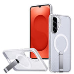 Til Samsung Galaxy S26 FE Magnetisk Cover Støtteben Gitter Tekstur TPU PC Telefon Bagside Cover